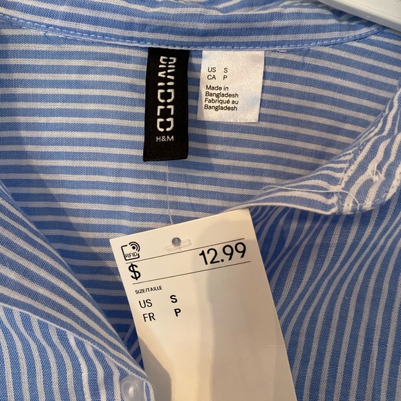 NWT H&M Divided BUNDLE blue and white striped button up with NWOT plaid shirt - Picture 3 of 4